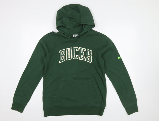 Nike Boys Green Bucks Hoodie Size 14/16 L Pullover Cotton Blend NBA Sweatshirt