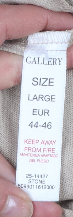 Additional view of Gallery Women’s Beige Linen Midi Flared Button Skirt L