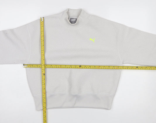 Puma Women Grey Fleece Pullover Sweatshirt Medium Polyester