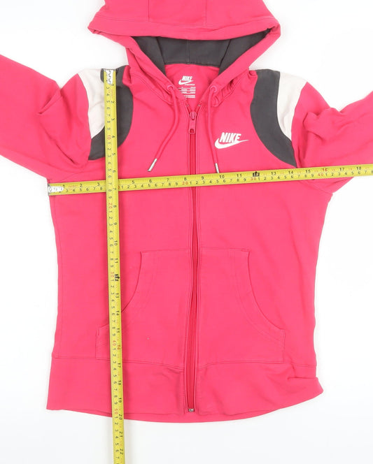 Nike Women's Pink Hooded Full Zip Cotton Blend Jacket Size S