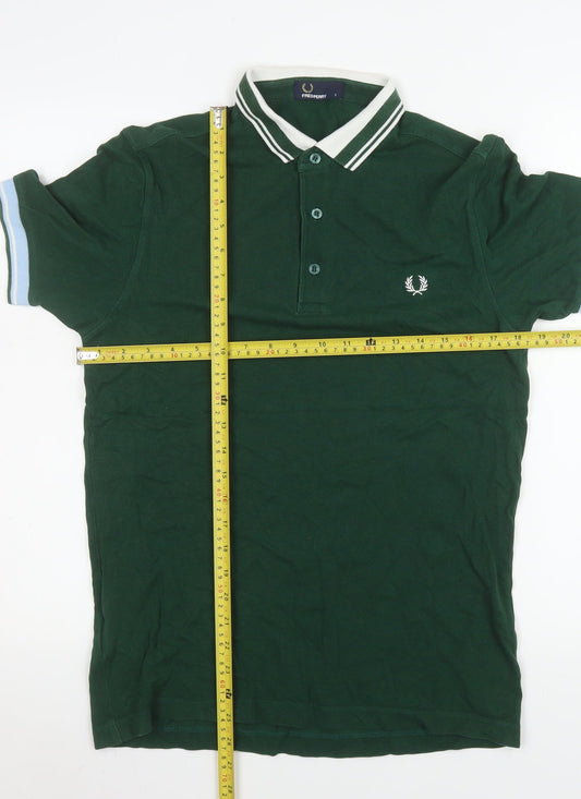 Fred Perry Men's Green Slim Fit Polo Shirt Size S Cotton