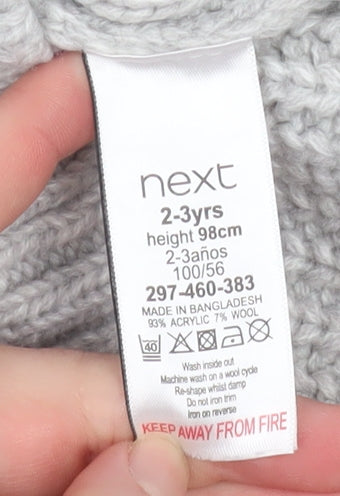 Next Boys Grey 2-3 Years 1/4 Zip Cable Knit Wool Blend Sweatshirt