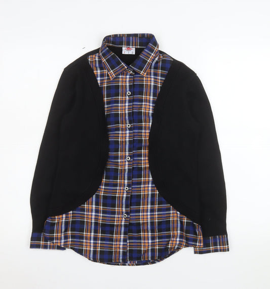 Additional front view of Lee Cooper women’s blue check button-up shirt, size UK 8, classic fit