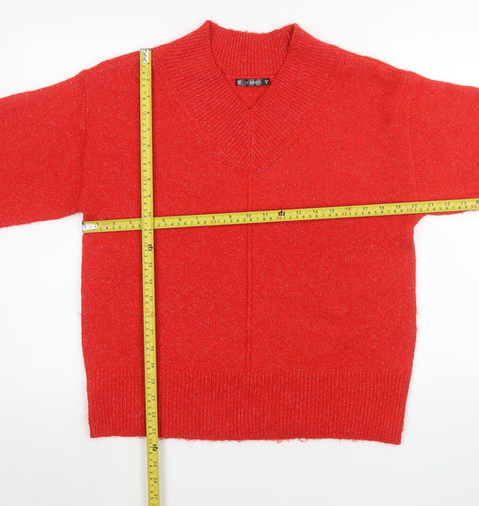 Dunnes Stores Womens Red V-Neck Pullover Knit Jumper XS