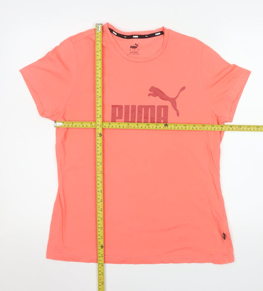 Puma Womens Pink Cotton Crew Neck Logo T-Shirt Size L