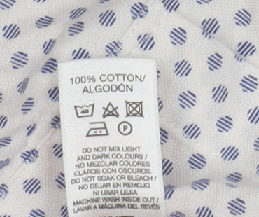 Additional view of Dunnes Men's White & Blue Polka Dot Cotton Button-Up Shirt Large