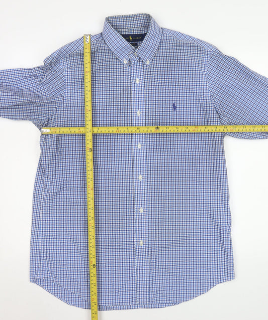 Ralph Lauren Men's Blue Check Classic Fit Cotton Button-Up Shirt M