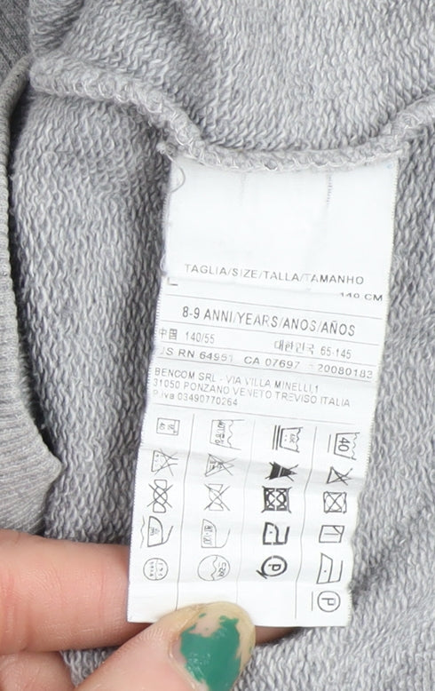 Additional view of United Colors of Benetton boys’ grey full zip sweatshirt 8-9 years cotton blend