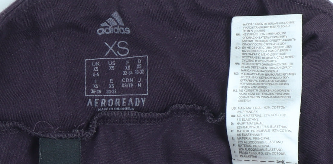 Brand and care label for Adidas women’s xs black coral aeroready leggings cotton blend