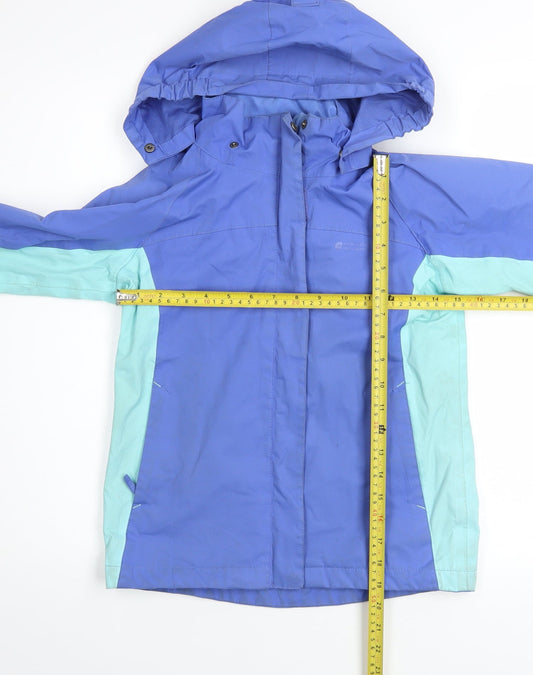 Mountain Warehouse Girls Blue Waterproof Hooded Rain Coat Jacket 9-10 Years