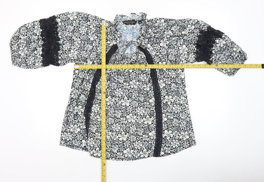 Dorothy Perkins Women's Floral Black Tunic Blouse UK12