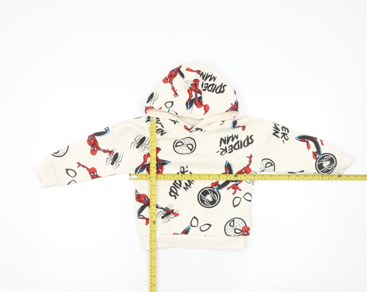 Marvel Spider-Man Boys Beige Pullover Hoodie 3-4 Years Cotton Blend
