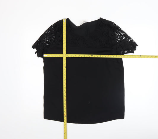 Vila Women’s Black Lace Short Sleeve Blouse M