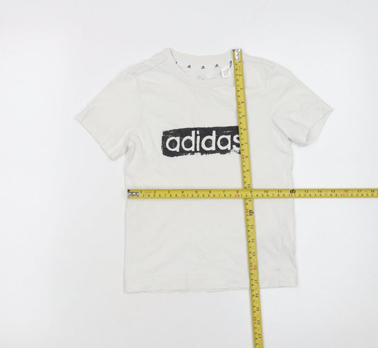 Adidas Boys White Logo Cotton Short Sleeve T-Shirt 5-6 Years
