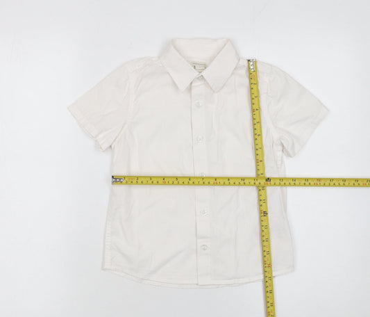 Monsoon Girls Ivory Short Sleeve Button-Up Cotton Shirt 8 Years