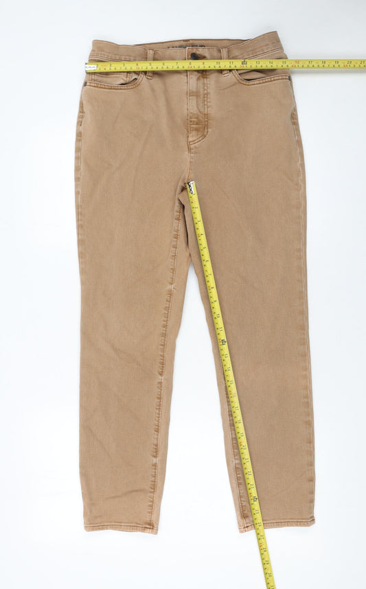 Lands' End Women's Beige Skinny Jeans Size 14 Stretch Denim