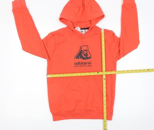 Adidas Boys Orange Adventure Logo Hoodie 11-12 Years Pullover Sweatshirt