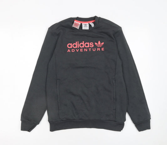 Adidas Girls Black Adventure Logo Pullover Sweatshirt 11-12 Years