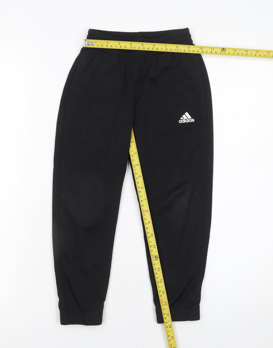 Adidas Boys Black Jogger Trousers 2XS 5-6 Years Elastic Waist Activewear