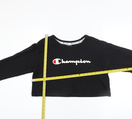 Champion Women Black Cropped Pullover Sweatshirt Medium