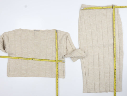 ASOS Womens Beige Knit Midi Skirt Set Size 10 Wool Blend