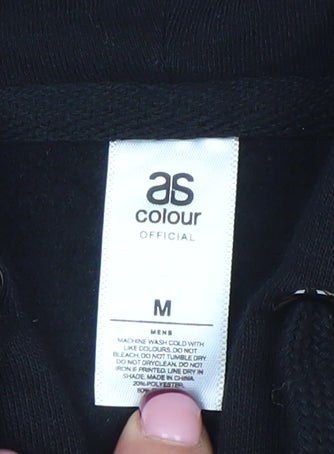 AS Colour Mens Black Full Zip Hoodie Medium Live 2023 Graphic Print