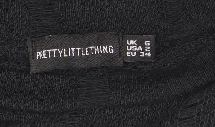 PrettyLittleThing Womens Black Size 6 Cropped Knit Long Sleeve Top