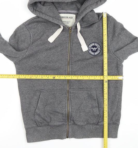 SoulCal & Co Women Grey Full Zip Hoodie UK 12 Cotton Blend Casual