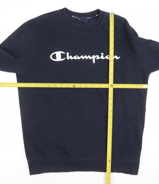 Champion Mens Blue Large Crew Neck Fleece Sweatshirt Pullover