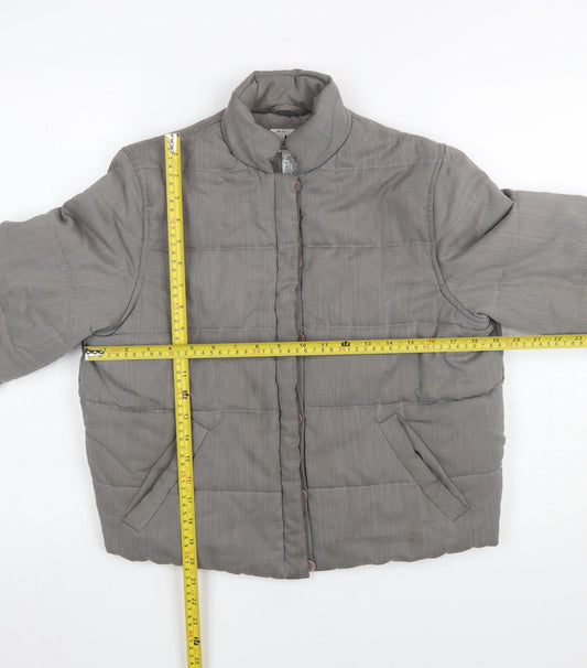 Armani Exchange Women Grey Short Puffer Jacket Size S Quilted Button