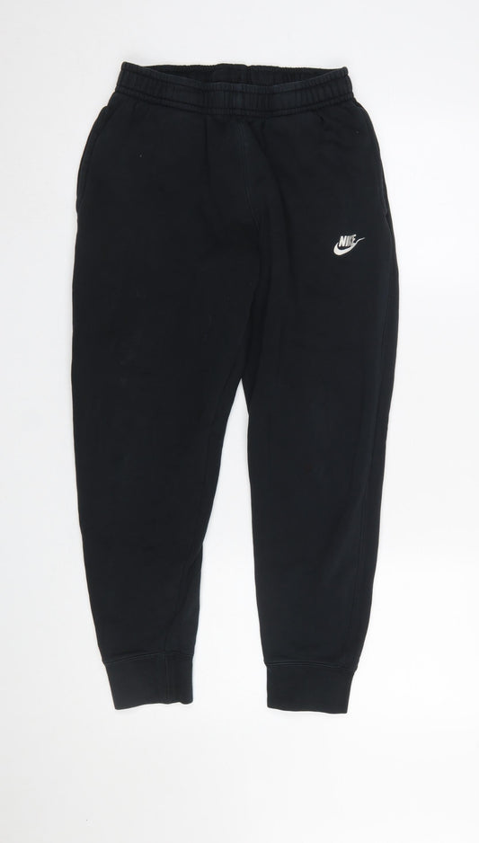 Nike Women's Black Jogger Trousers Size S Fleece Cotton Blend