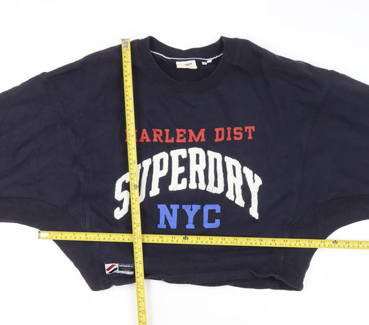 Superdry Womens Navy Harlem Dist NYC Pullover Sweatshirt UK 16