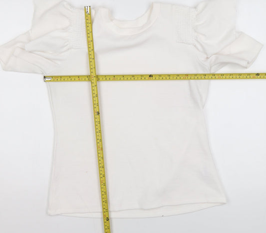 Savida Women's Ivory Puff Sleeve T-Shirt Size 12 Regular Fit