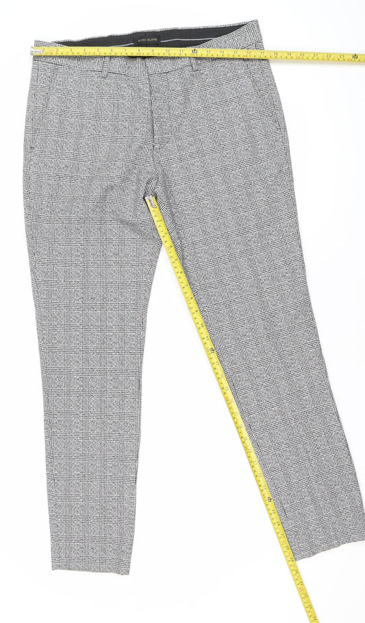 River Island Mens Grey Check Slim Fit Dress Pants 34R