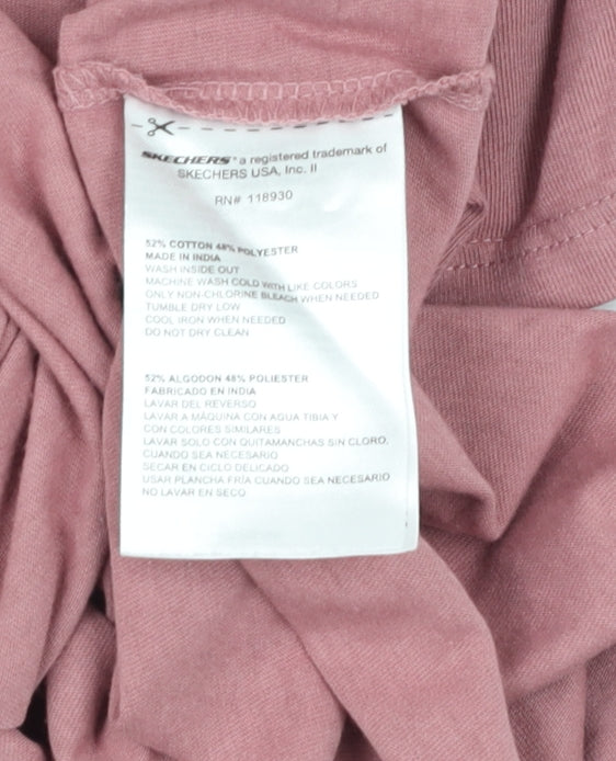 Additional view of Skechers girls’ pink cotton blend logo t-shirt, size L, short sleeve casual
