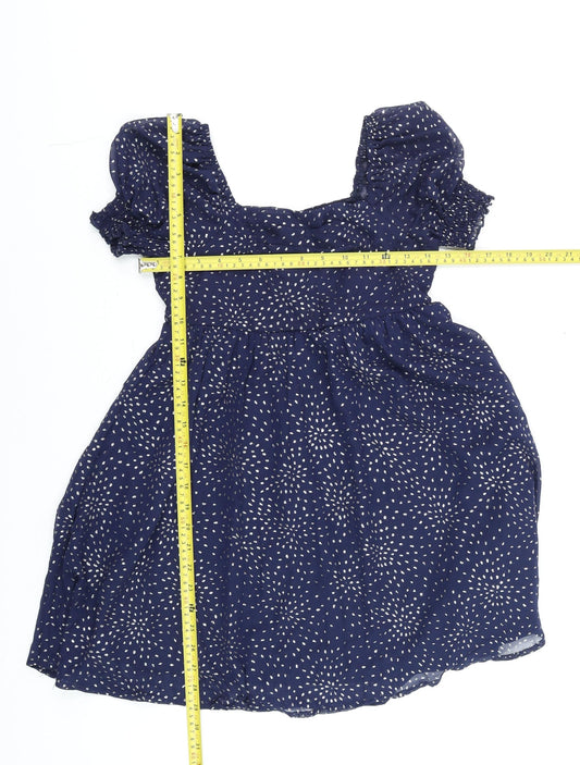 Trixxi Girl Blue Polka Dot Puff Sleeve Tunic Blouse Size 10