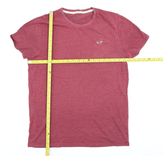 Hollister Men Red Crew Neck Short Sleeve T-Shirt M Regular Fit
