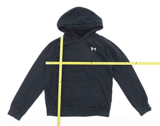 Under Armour Womens Black Pullover Hoodie YLG Loose Fit Logo Sweatshirt