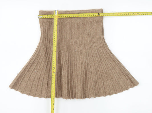 River Island Women Beige Pleated Knit Short Skirt S
