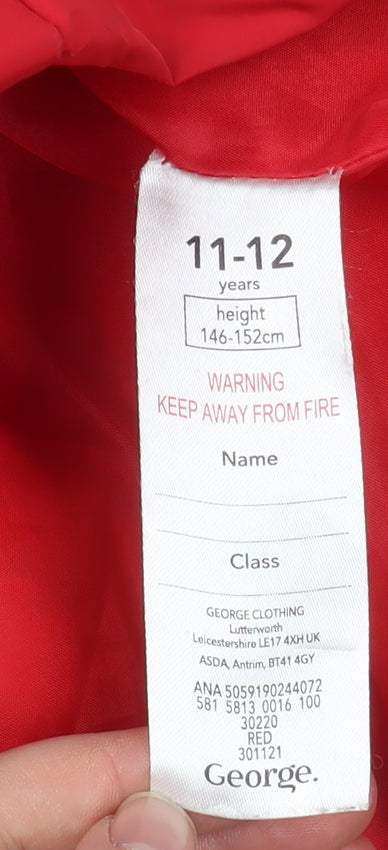 Additional view of George girls’ red hooded puffer jacket 11-12 years winter coat