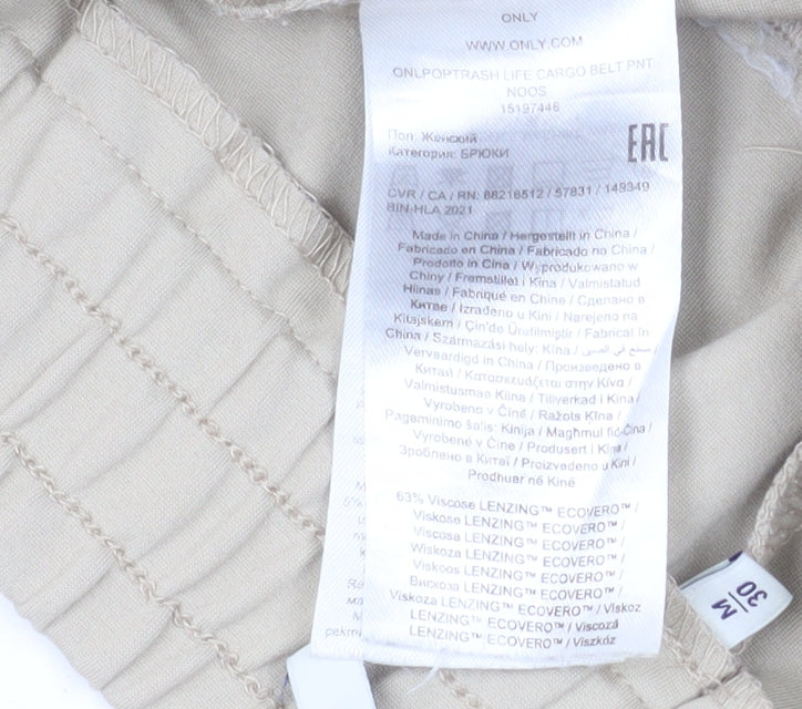 Additional view of Only Women’s Beige Cargo Trousers Belted Regular Fit, size M