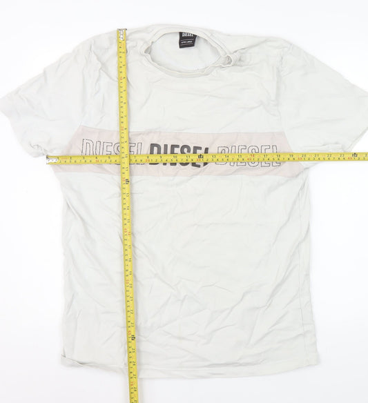 Diesel Men's White XL Graphic Logo Cotton T-Shirt