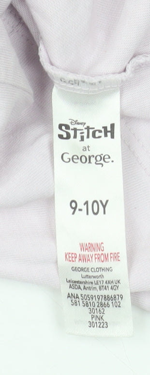 Additional view of Disney Stitch girls’ pink t-shirt by george 9-10 years cotton graphic top