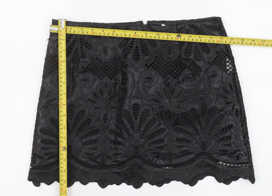 H&M Women's Black Lace Embroidered Pencil Skirt Size 12