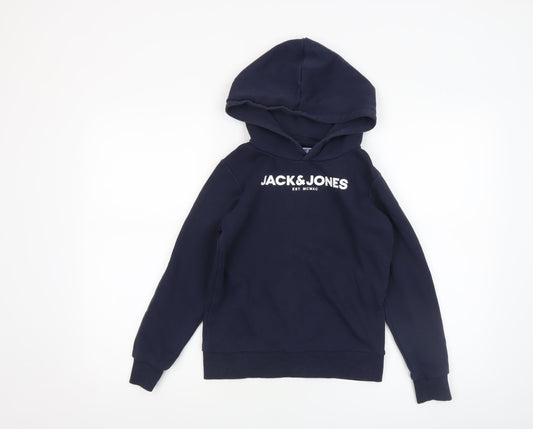 Jack & Jones Boys Navy Pullover Hoodie Size 140 Cotton Blend