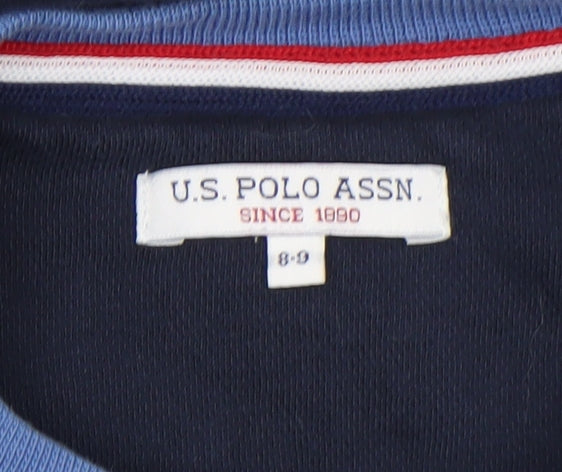 Additional view of U.S. Polo Assn. boys’ blue colourblock pullover sweatshirt 8-9 years