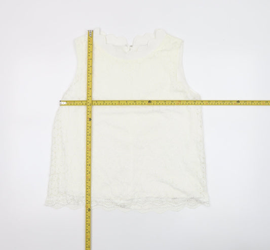 Marc Angelo Women’s Ivory Lace Sleeveless Blouse Size 16