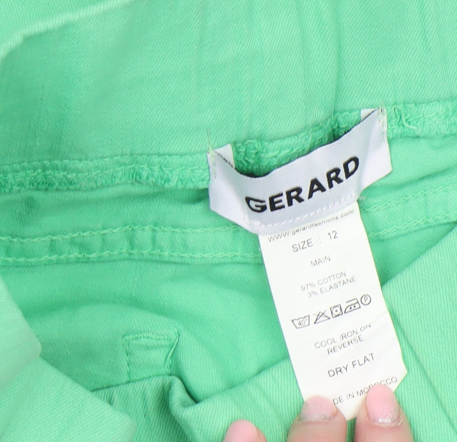 Brand and care label for Gerard women’s green, size UK 12, chino trousers slim fit