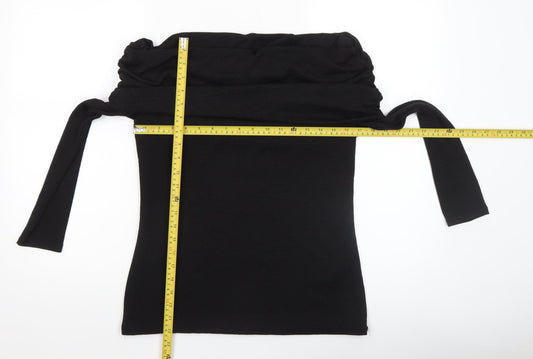 River Island Womens Black Off Shoulder Long Sleeve Blouse Size 14