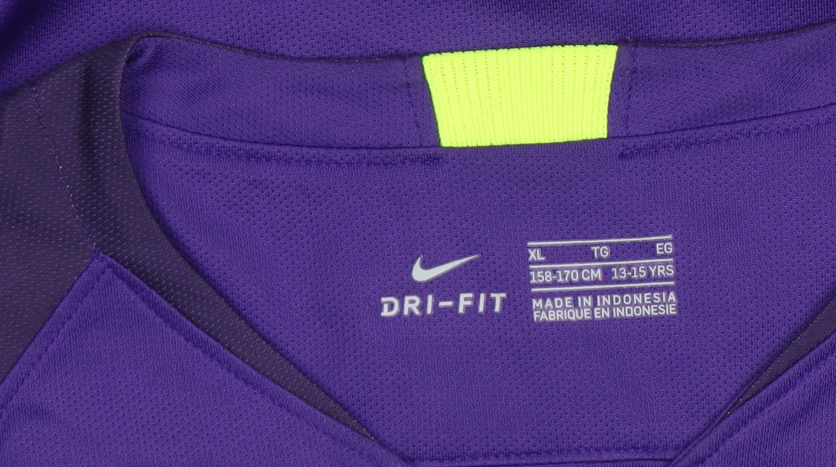 Nike Boys Purple Football Dri-Fit Long Sleeve Jersey Top 13-15 Years
